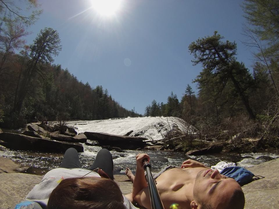 Taking pictures with my GoPro after a long hike in DuPont State Forest